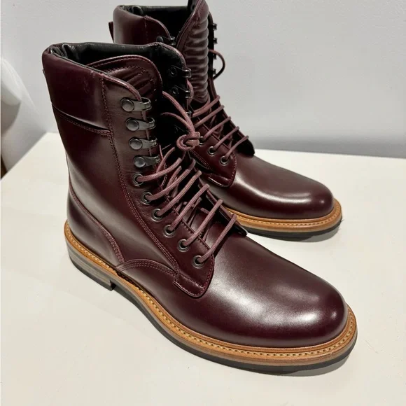 rag & bone Brown Tan Combat Boots with padded tongue laced up Classic Styling - Picture 2 of 6